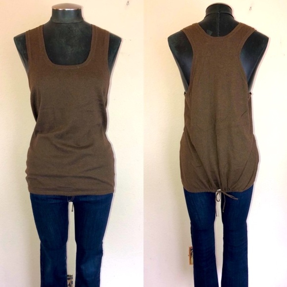 MARNI Vintage Racerback Drawstring Cinch Tie Hem Merino Tank Top